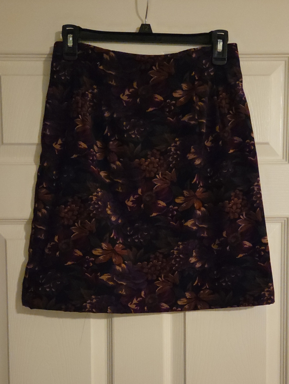Briggs New York Dark Floral A-Line Skirt - Purple & Brown